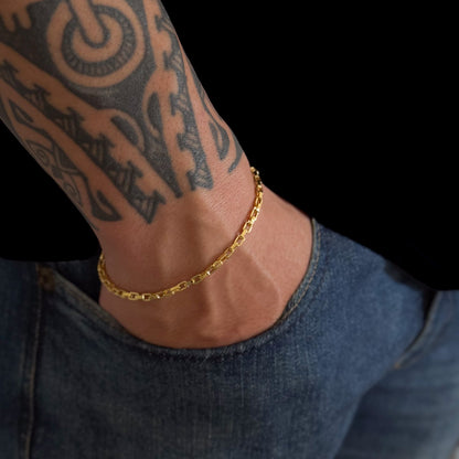 Kit Corrente e Pulseira Veneziana 3mm Fecho Bomba Banhado A Ouro 18k