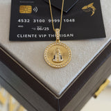 Pingente Medalha N. Sra. Aparecida Cravejado P 2,5x2,5cm Banhado A Ouro 18k