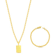 Colar Filipenses 4:13 - Corrente e Pulseira Veneziana Banhado A Ouro 18k