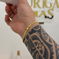 Pulseira Grumet Flat 3mm 5gr Fecho Lagosta Banhado A Ouro 18k