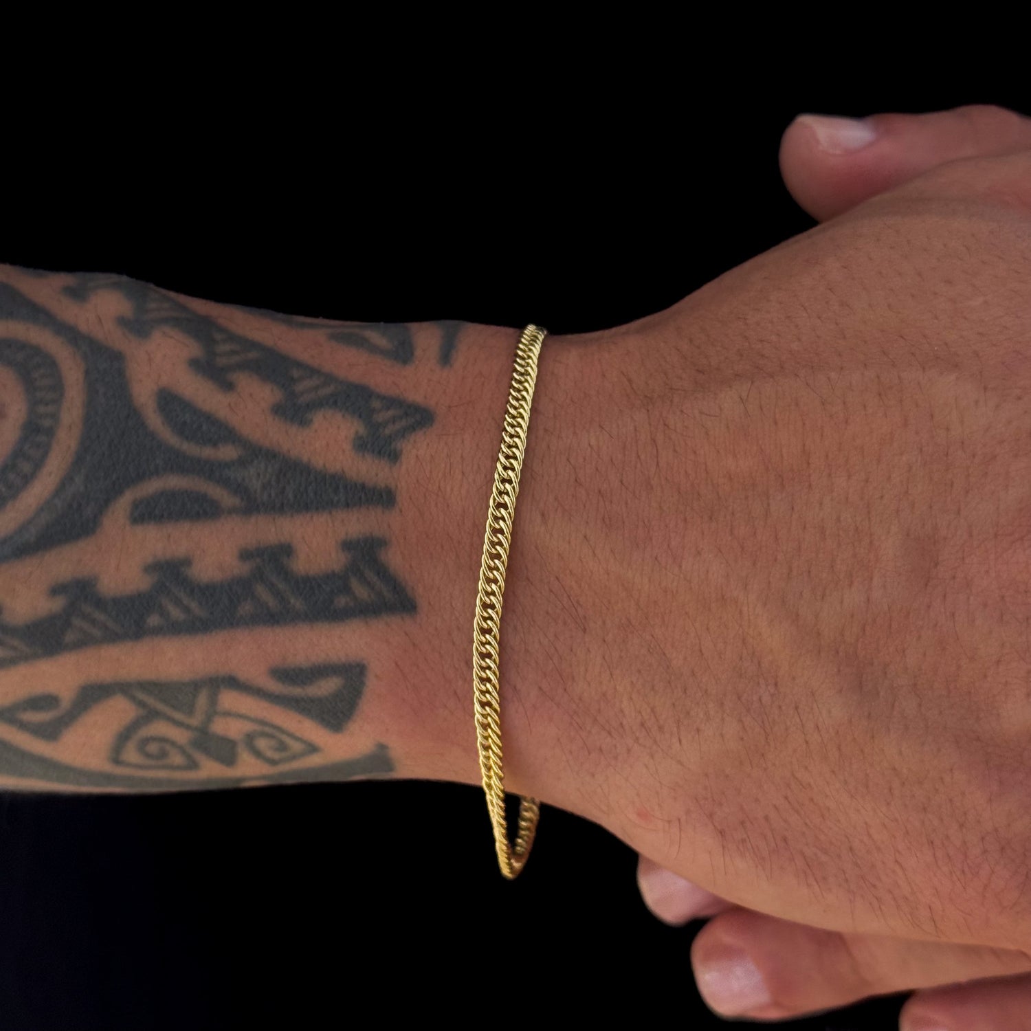 Colar Crucifixo Palito M - Corrente e Pulseira Lacraia Banhado A Ouro 18k