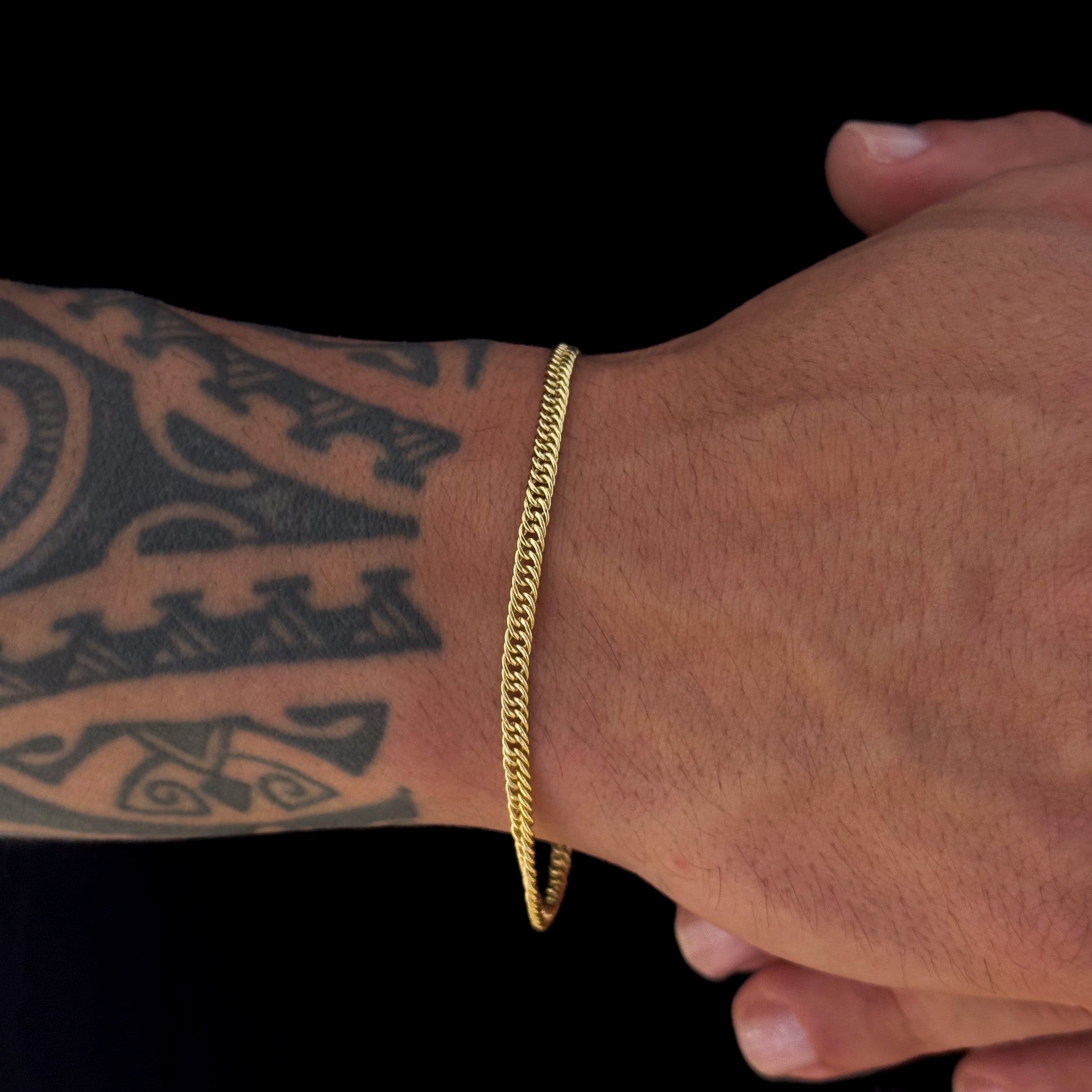 Colar Crucifixo Palito M - Corrente e Pulseira Lacraia Banhado A Ouro 18k