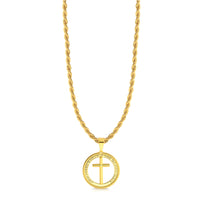 Colar Medalha Com Crucifixo - Corrente Baiana Banhado A Ouro 18k