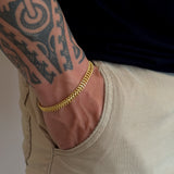 Kit Corrente e Pulseira Grumet Dupla 7mm Fecho Duplo Banhado A Ouro 18k
