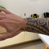 Pulseira Elo Português 2mm Trevo Topázio Banhado A Ouro 18k
