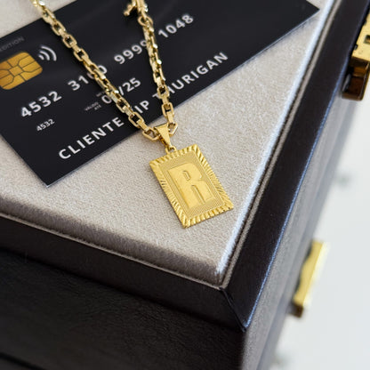 Colar Plaquinha De Letra - Corrente Veneziana Banhado A Ouro 18k