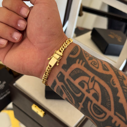 Pulseira Lacraia 6mm 16gr Fecho Duplo Banhado A Ouro 18k