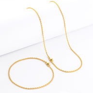 Kit Corrente e Pulseira Cadeado 1,5mm Fecho Lagosta Banhado A Ouro 18k