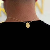 Escapulário Cadeado 1,5mm Alfa Ômega 7gr 70cm Banhado A Ouro 18k