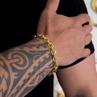 Pulseira Cadeado 8mm 30gr Fecho Duplo Banhado A Ouro 18k