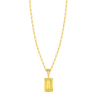 Colar Plaquinha De Letra - Corrente Cadeado Alongado Banhado A Ouro 18k