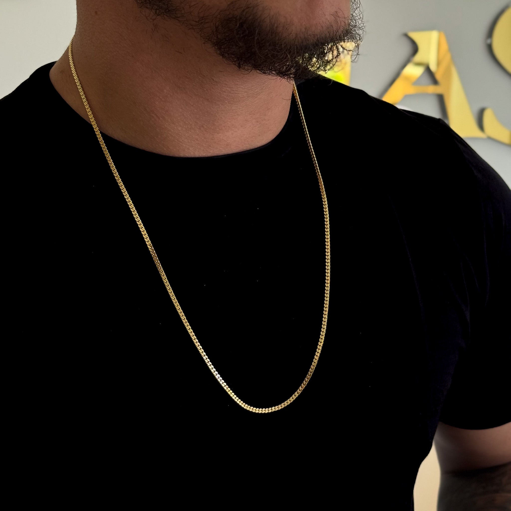 Kit Corrente e Pulseira Grumet Flat Banhado A Ouro 18k