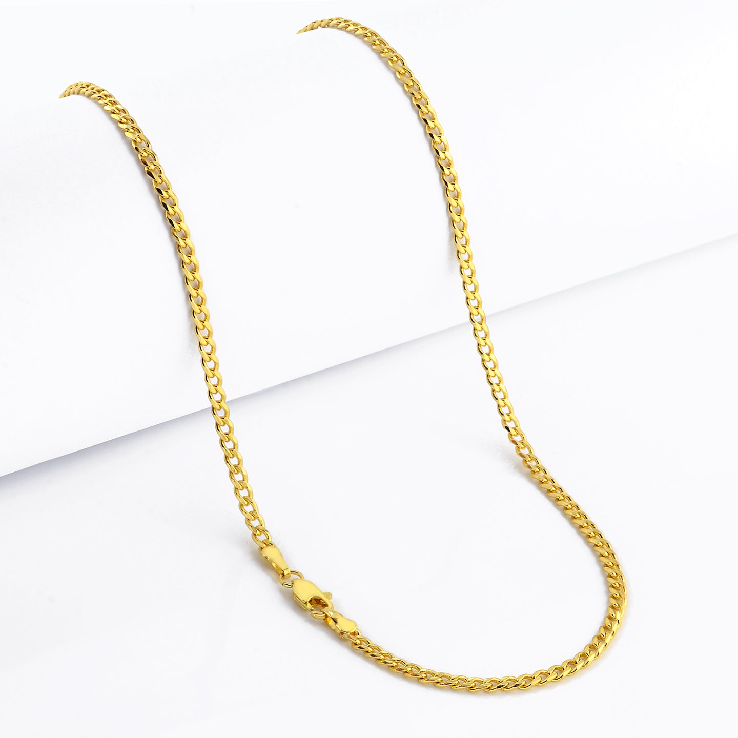Corrente Grumet 3mm 12gr Fecho Lagosta Banhado A Ouro 18k