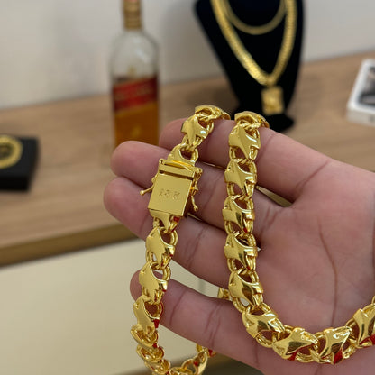 Corrente Friso X 11mm 118gr Fecho Duplo Banhado A Ouro 18k