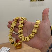 Corrente Dubai 16mm 154gr Fecho Duplo Banhado A Ouro 18k