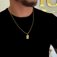 Colar Plaquinha De Letra - Corrente Cadeado Alongado Banhado A Ouro 18k