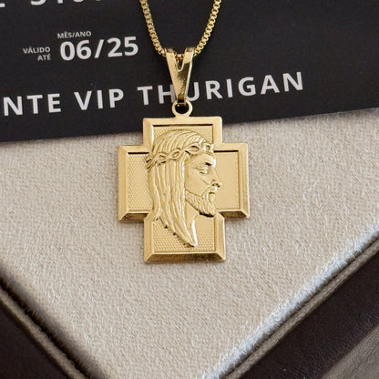 Pingente Crucifixo Jesus Cristo 3x2cm Banhado A Ouro 18k