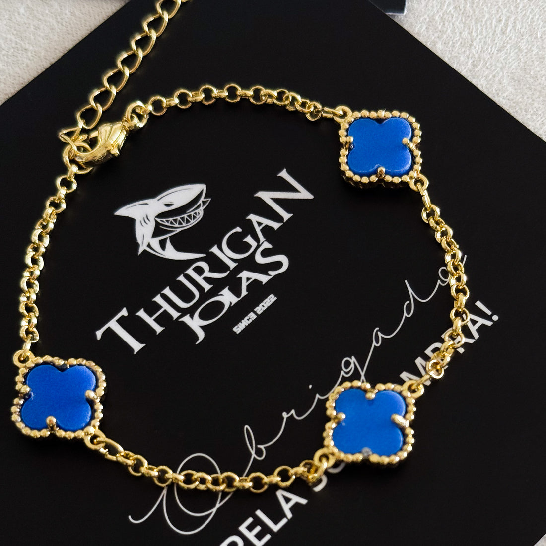 Pulseira Elo Português 2mm Trevo Topázio Banhado A Ouro 18k