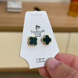 Brinco Trevo Esmeralda Banhado A Ouro 18k