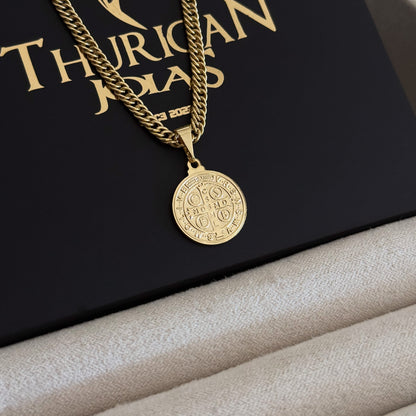 Colar Medalha De São Bento - Corrente Lacraia Banhado A Ouro 18k