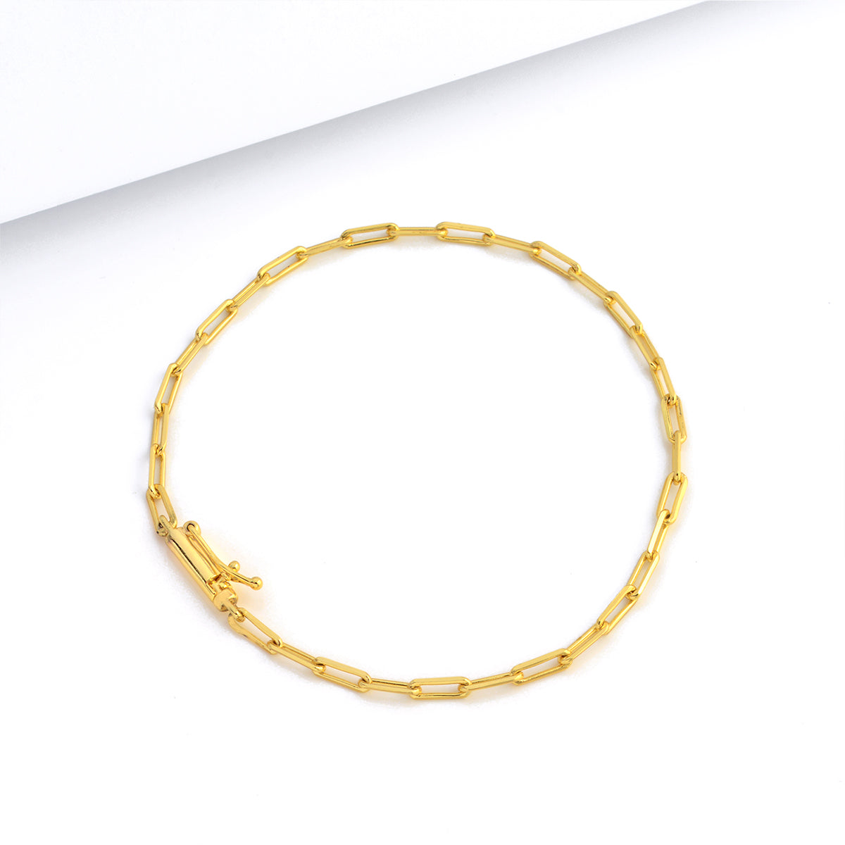 Pulseira Cadeado Alongado 2mm 3gr Fecho Bomba Banhado A Ouro 18k