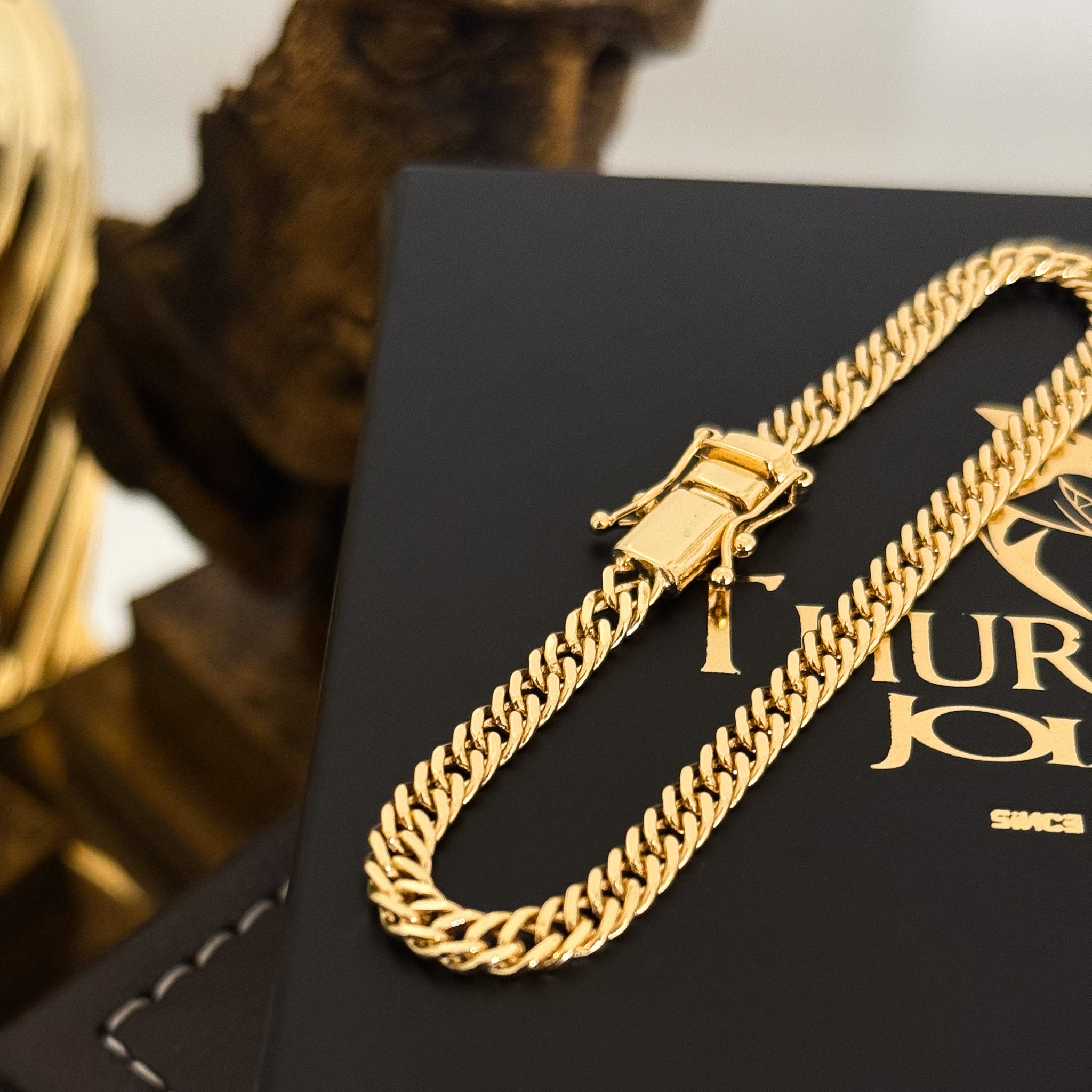 Pulseira Lacraia 4mm 7gr Fecho Duplo Banhado A Ouro 18k