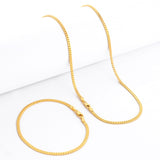 Kit Corrente e Pulseira Grumet Flat 3mm Fecho Lagosta Banhado A Ouro 18k
