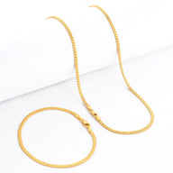 Kit Corrente e Pulseira Grumet Flat 3mm Fecho Lagosta Banhado A Ouro 18k