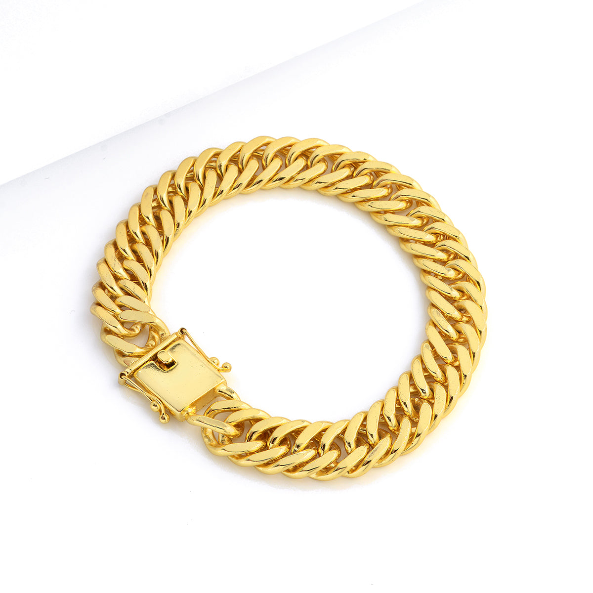 Pulseira Lacraia 13mm 50gr Fecho Duplo Banhado A Ouro 18k