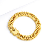 Pulseira Lacraia 13mm 50gr Fecho Duplo Banhado A Ouro 18k