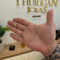 Corrente Grumet 1,5mm 3gr Fecho Lagosta Banhado A Ouro 18k