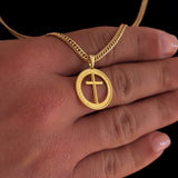 Colar Medalha Com Crucifixo - Corrente e Pulseira Lacraia Banhado A Ouro 18k