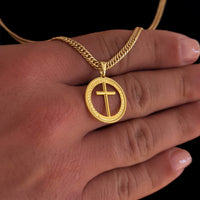 Colar Medalha Com Crucifixo - Corrente e Pulseira Lacraia Banhado A Ouro 18k