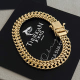 Pulseira Grumet Dupla 9mm 19gr Fecho Duplo Banhado A Ouro 18k