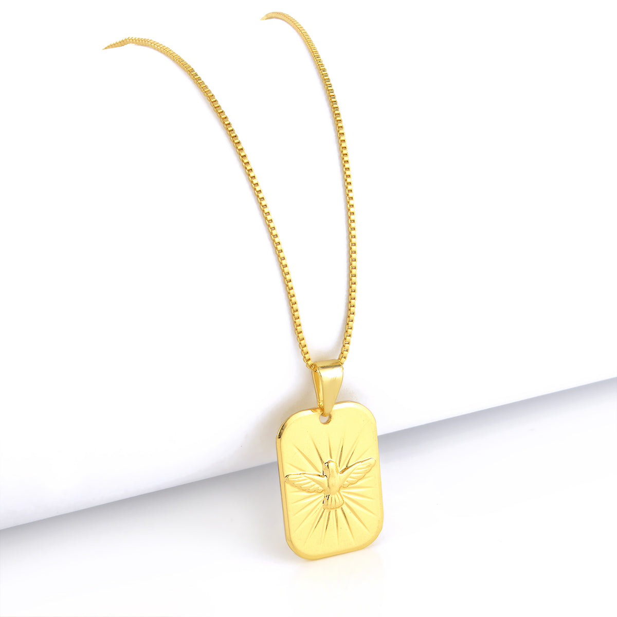 Pingente Plaquinha Espírito Santo 2x1,5cm Banhado A Ouro 18k