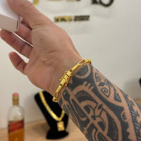 Kit Corrente e Pulseira Elo Alongado 5mm Fecho Duplo Banhado A Ouro 18k