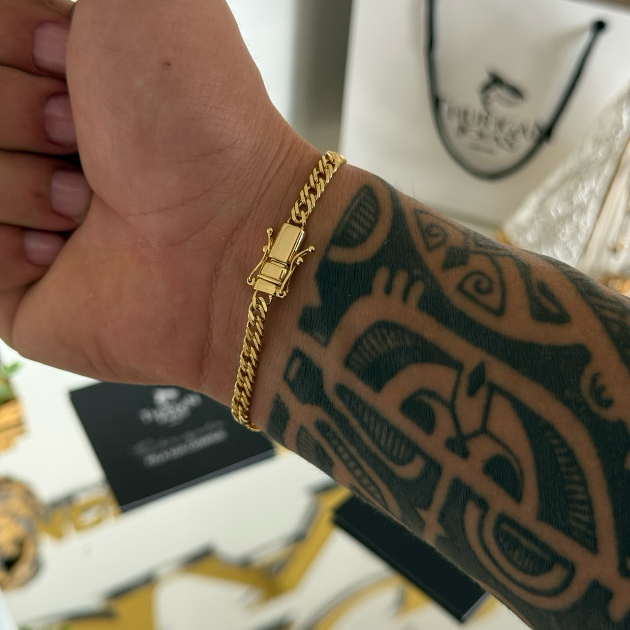 Pulseira Lacraia 4mm 7gr Fecho Duplo Banhado A Ouro 18k