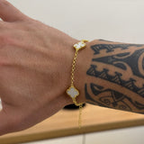 Kit Corrente e Pulseira Elo Português 2mm Trevo Safira Banhado A Ouro 18k