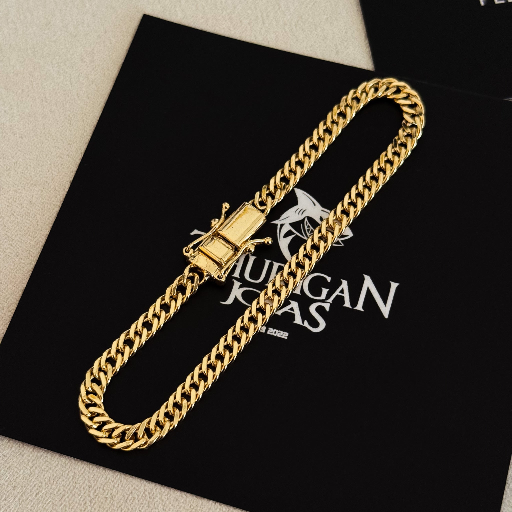 Pulseira Lacraia 4mm 7gr Fecho Duplo Banhado A Ouro 18k
