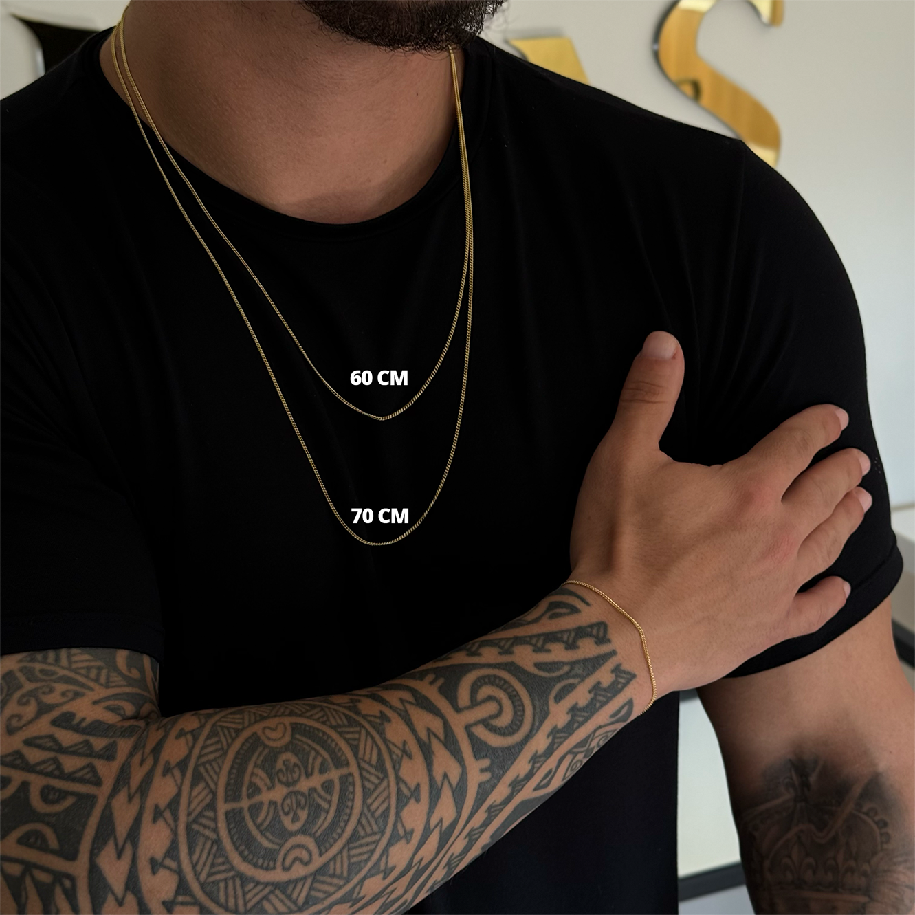 Kit Corrente e Pulseira Grumet 1,5mm Fecho Lagosta Banhado A Ouro 18k