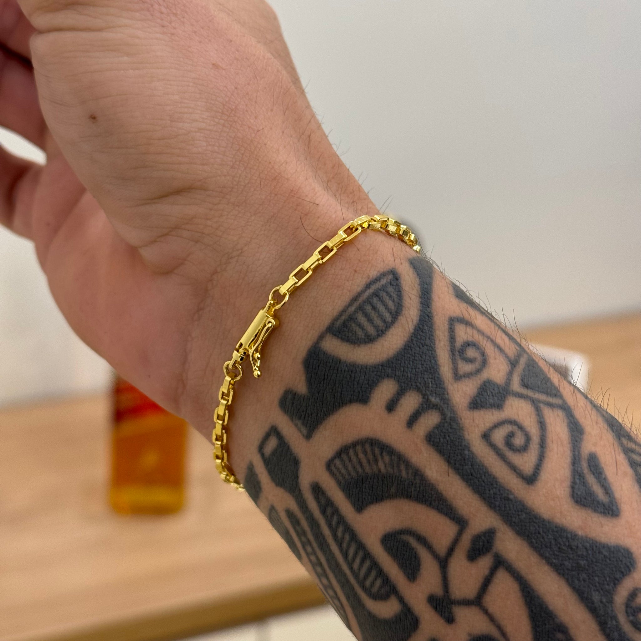 Pulseira Veneziana 3mm 4gr Fecho Bomba Banhado A Ouro 18k