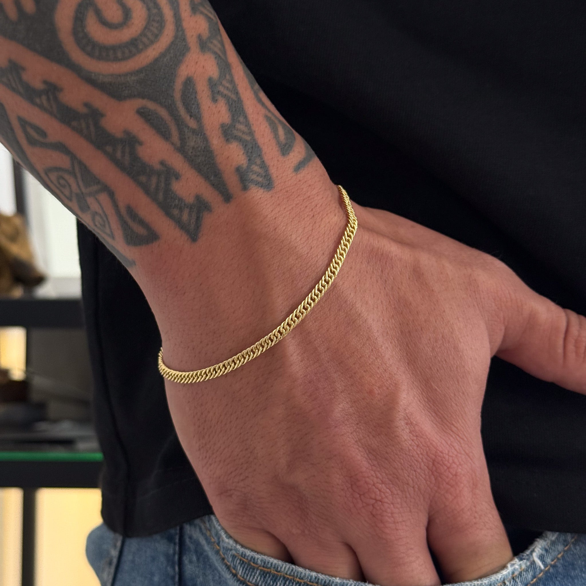Pulseira Lacraia 3mm 3gr Fecho Lagosta Banhado A Ouro 18k