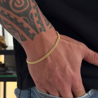 Pulseira Lacraia 3mm 3gr Fecho Lagosta Banhado A Ouro 18k