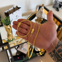 Kit Corrente e Pulseira Grumet Dupla 5mm Fecho Duplo Banhado A Ouro 18k