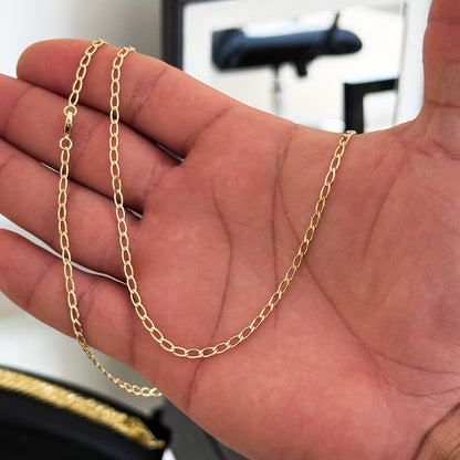 Corrente Grumet Alongada 2mm 5gr Fecho Lagosta Banhado A Ouro 18k