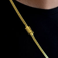 Kit Corrente e Pulseira Lacraia 4mm Fecho Duplo Banhado A Ouro 18k