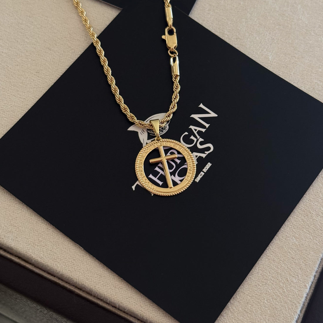 Colar Medalha Com Crucifixo - Corrente Baiana Banhado A Ouro 18k
