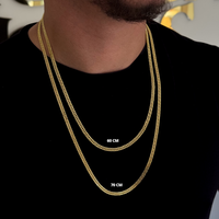 Corrente Lacraia 6mm 46gr Fecho Duplo Banhado A Ouro 18k