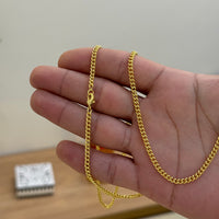Corrente Grumet Cuban 3mm 15gr Fecho Lagosta Banhado A Ouro 18k