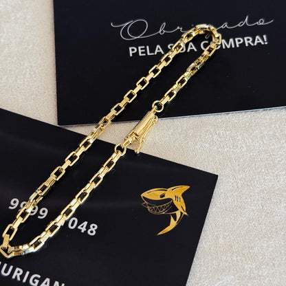 Colar Crucifixo Português - Corrente e Pulseira Veneziana Banhado A Ouro 18k